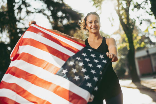 woman with flag